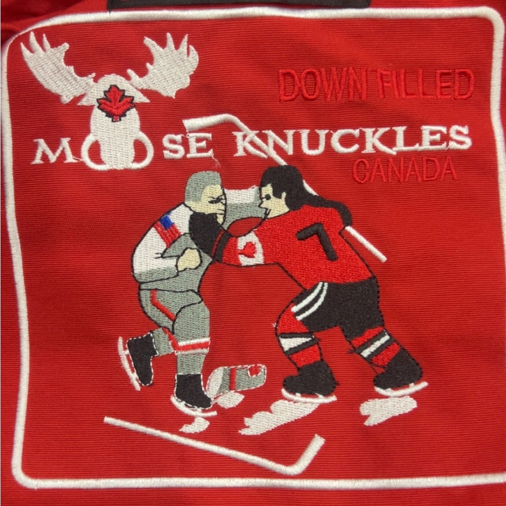 Moose Knuckles Red Holiday Blanket